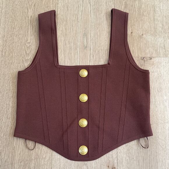 L'Agence Square Neck Tank Saga Size M Brown - Picture 1 of 5